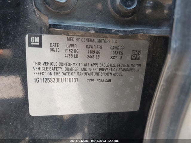 Chevrolet IMPALA LT 2014 1G1125S30EU110137 Image 9