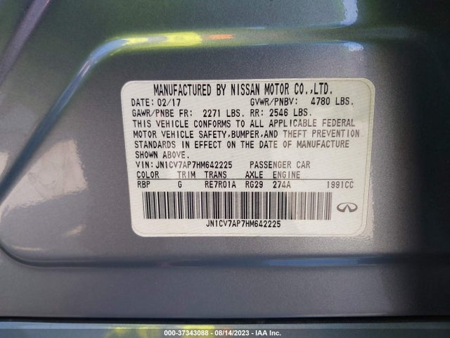 JN1CV7AP7HM642225 Infiniti Q50