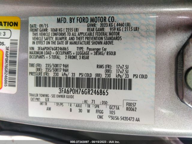 3FA6P0H76GR246865 Ford FUSION SE