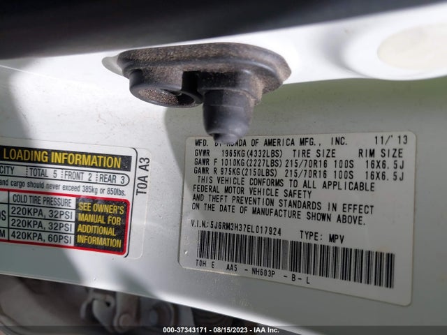 Honda CR-V LX 2014 5J6RM3H37EL017924 Image 15
