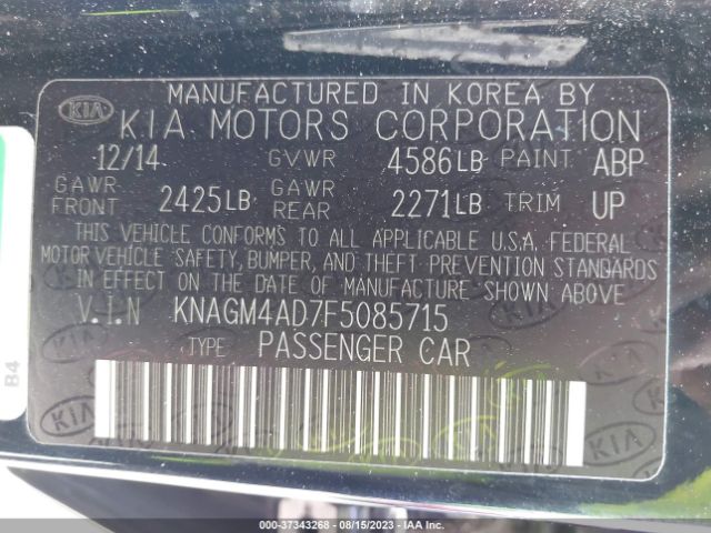 KNAGM4AD7F5085715 KIA OPTIMA HYBRID