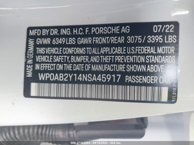 WP0AB2Y14NSA45917 Porsche TAYCAN 4S