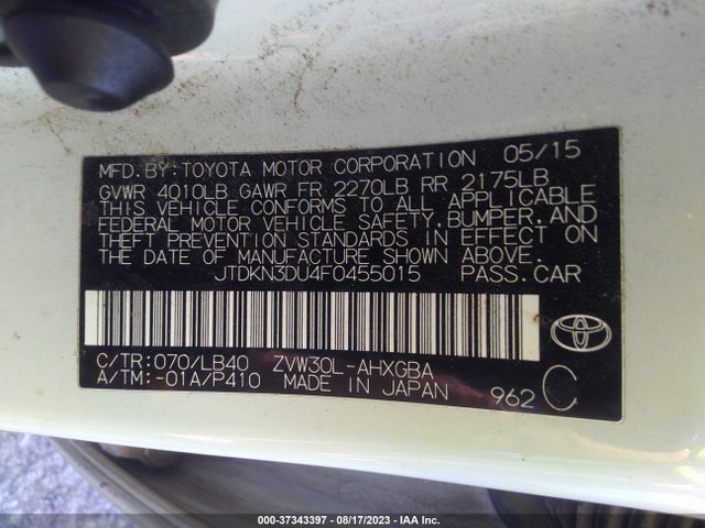 Toyota Prius Four 2015 JTDKN3DU4F0455015 Image 9