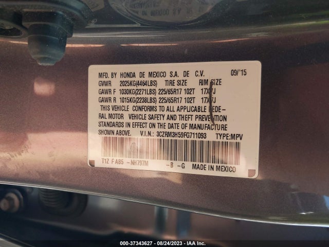 Honda CR-V EX 2015 3CZRM3H59FG711093 Image 9