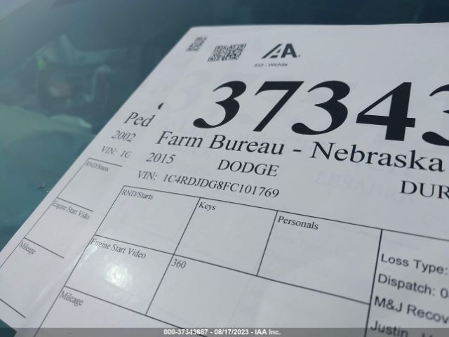 1C4RDJDG8FC101769 Dodge DURANGO LIMITED