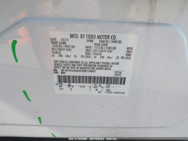 2FMTK3K83FBB15867 Ford Edge Titanium