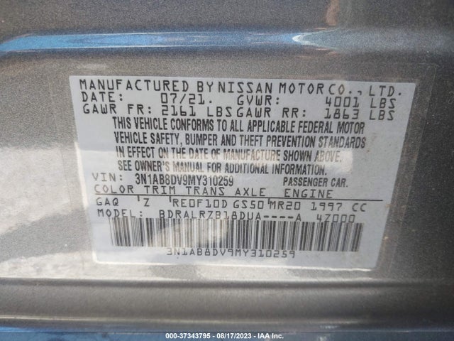 Nissan SENTRA SR 2021 3N1AB8DV9MY310259 Image 9