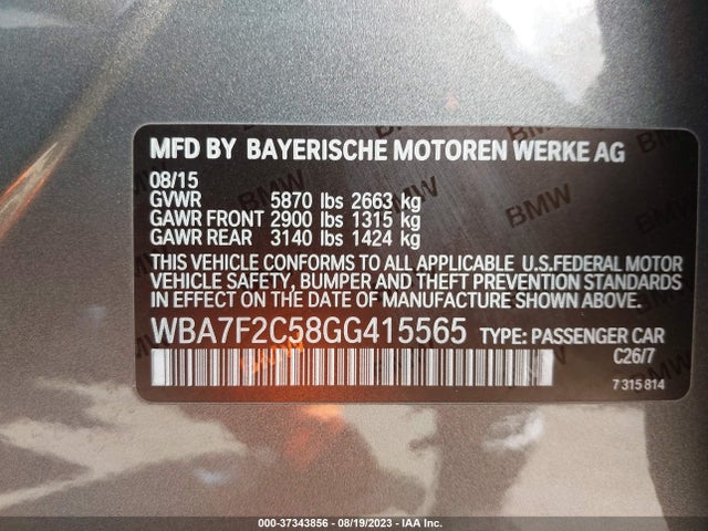 BMW 7 Series 750i Xdrive 2016 WBA7F2C58GG415565 Image 9