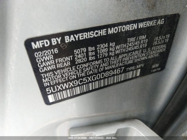 5UXWX9C5XG0D89467 BMW X3 Xdrive28i