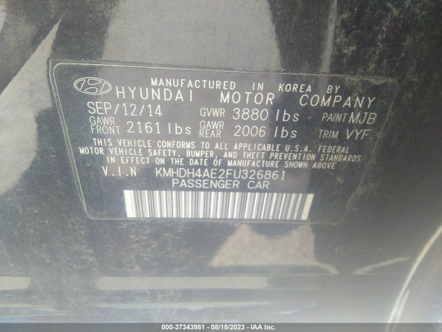 2015 HYUNDAI ELANTRA LIMITED VIN: KMHDH4AE2FU326861