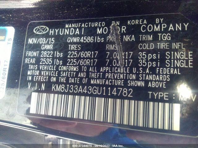Hyundai TUCSON SE 2016 KM8J33A43GU114782 Image 14