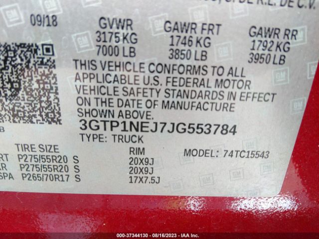 3GTP1NEJ7JG553784 GMC Sierra 1500 Slt