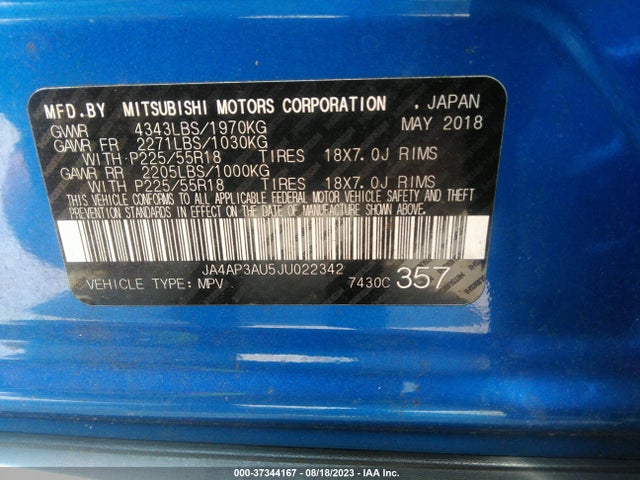 JA4AP3AU5JU022342 Mitsubishi Outlander Sport 2.0