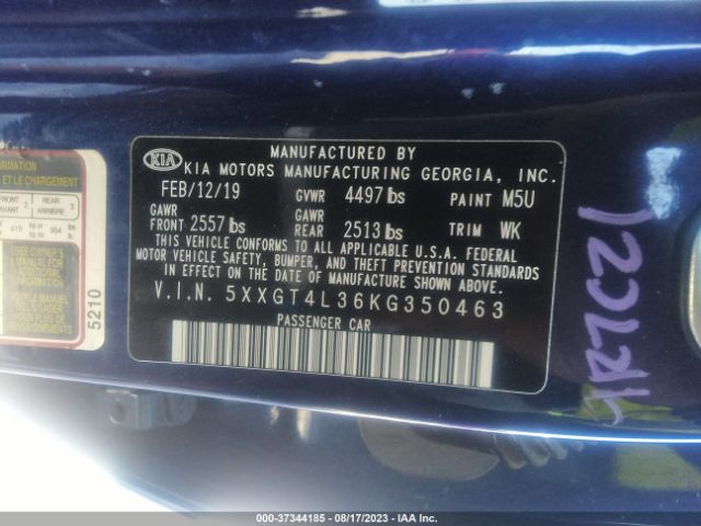 5XXGT4L36KG350463 KIA Optima Lx