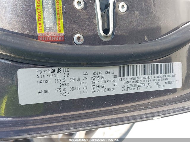 RAM 1500 Laramie 2015 1C6RR6NMXFS623920 Image 9