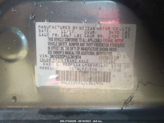 3N1CE2CP1JL361974 Nissan Versa Note Sv