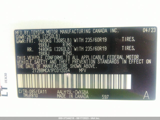 2023 Lexus RX, VIN: 2T2BBMCA1PC012054