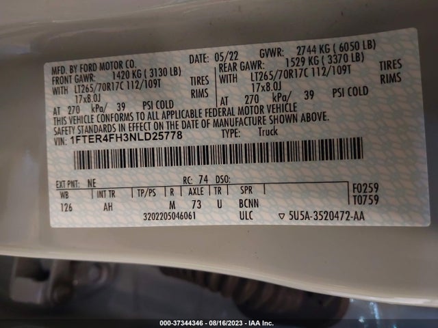 1FTER4FH3NLD25778 Ford Ranger Xlt