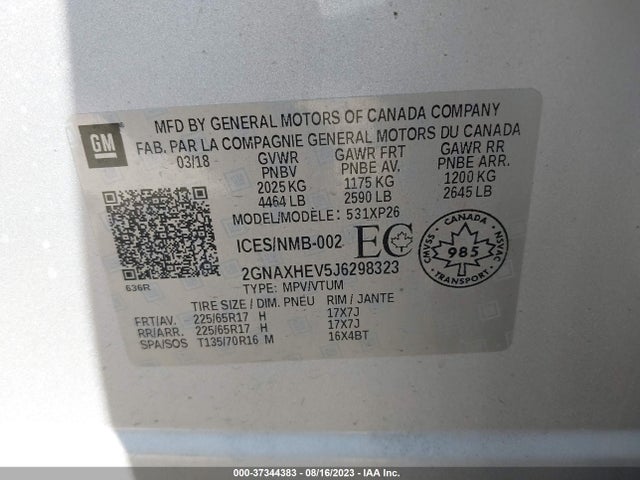 Chevrolet EQUINOX LS 2018 2GNAXHEV5J6298323 Image 9