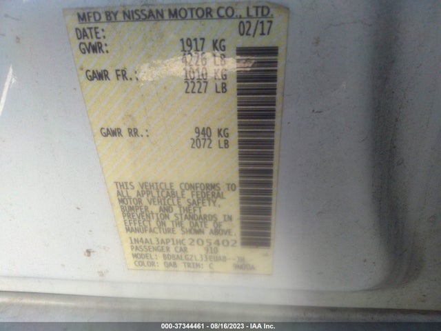 2017 NISSAN ALTIMA 2.5 S VIN: 1N4AL3AP1HC205402
