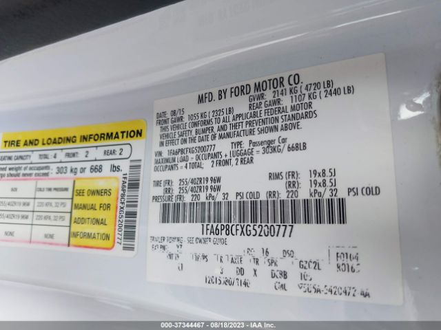 1FA6P8CFXG5200777 Ford MUSTANG GT