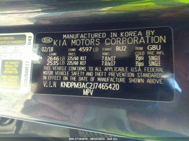 KIA Sportage Lx 2018 KNDPM3AC2J7465420 Image 9