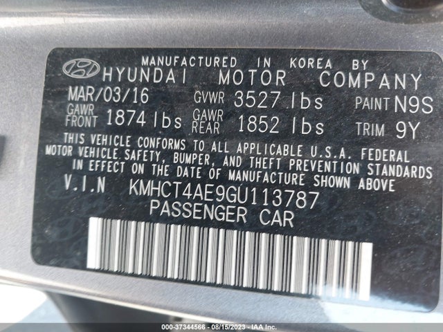 Hyundai ACCENT SE 2016 KMHCT4AE9GU113787 Image 9
