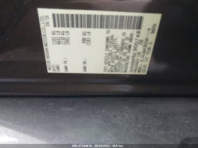 Aukcja sprzedaży 2016 Nissan Maxima 3.5 S, vin: 1N4AA6AP9GC900748, numer aukcji: 37344619