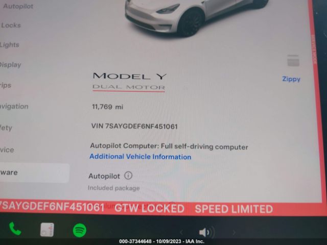 7SAYGDEF6NF451061 Tesla Model Y Performance