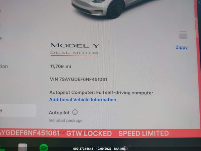 7SAYGDEF6NF451061 Tesla Model Y Performance
