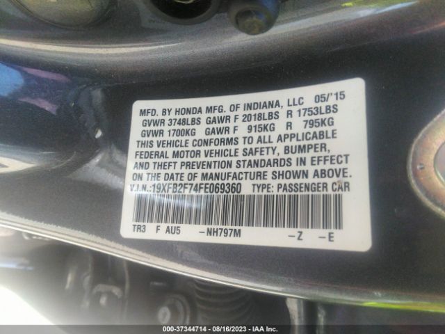 19XFB2F74FE069360 Honda Civic Sedan Se