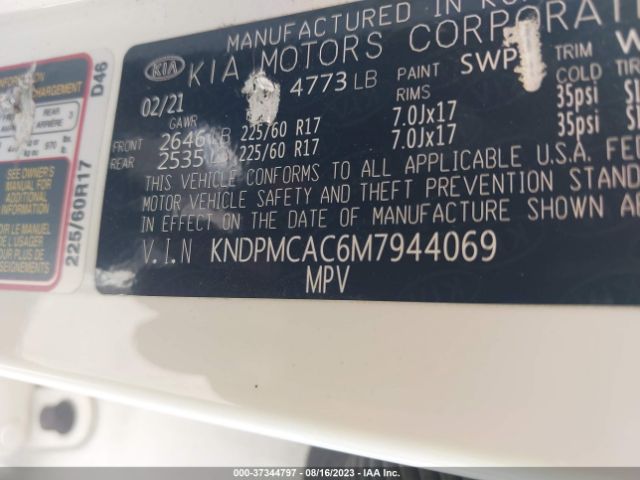 KNDPMCAC6M7944069 KIA Sportage Lx