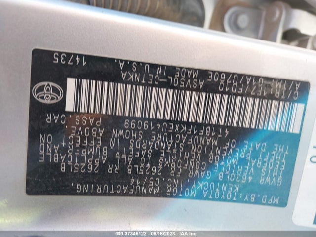 2014 TOYOTA CAMRY L/LE/XLE/SE/SE SPORT VIN: 4T1BF1FKXEU419099