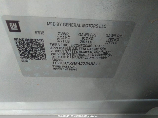 Chevrolet CRUZE LS 2018 1G1BC5SM4J7248217 Image 9