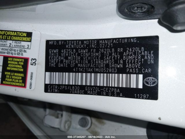 4T1KZ1AK1MU052803 Toyota Camry Xse V6