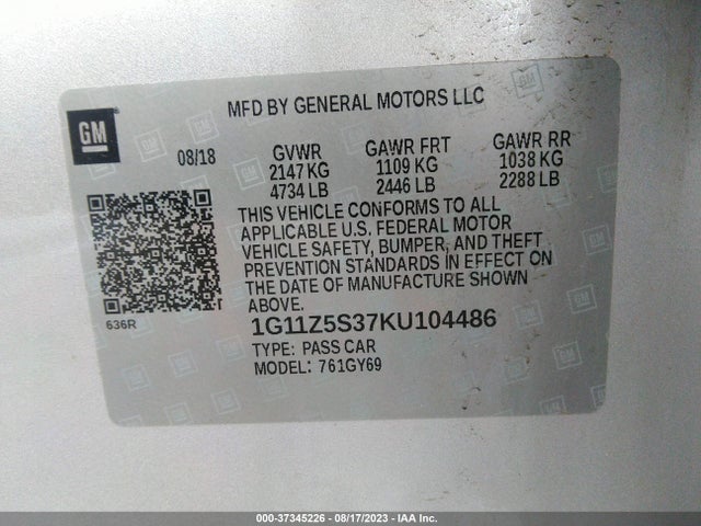 Chevrolet IMPALA LT 2019 1G11Z5S37KU104486 Image 9