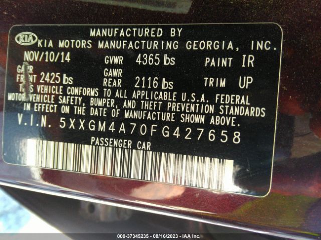 5XXGM4A70FG427658 KIA Optima Lx