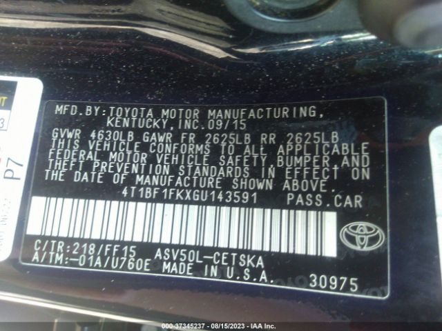 4T1BF1FKXGU143591 Toyota Camry Xle/se/le/xse