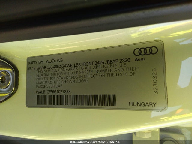 WAUB1GFF9G1027399 Audi S3 Premium Plus