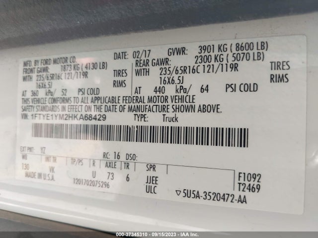 Ford TRANSIT VAN 2017 1FTYE1YM2HKA68429 Image 9