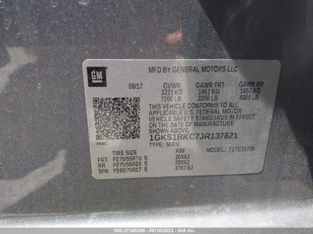 1GKS1BKC7JR137821 GMC YUKON SLT