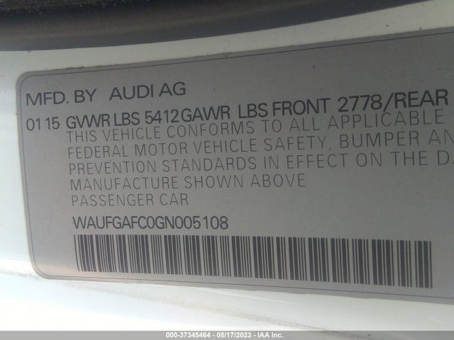 WAUFGAFC0GN005108 Audi A6 3.0t Premium Plus