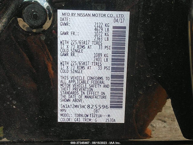 Nissan ROGUE SV 2017 5N1AT2MV3HC825596 Image 9