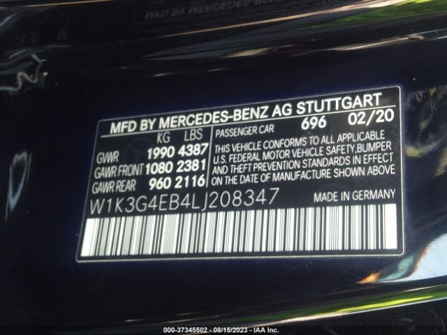 W1K3G4EB4LJ208347 Mercedes-Benz A-class A 220