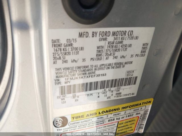 1FMJK1KTXFEF35193 Ford Expedition El Limited