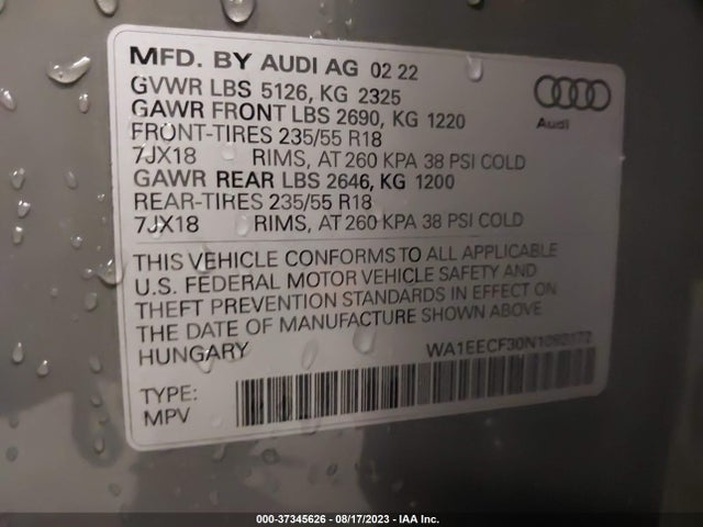 WA1EECF30N1093172 Audi Q3 S Line Premium Plus