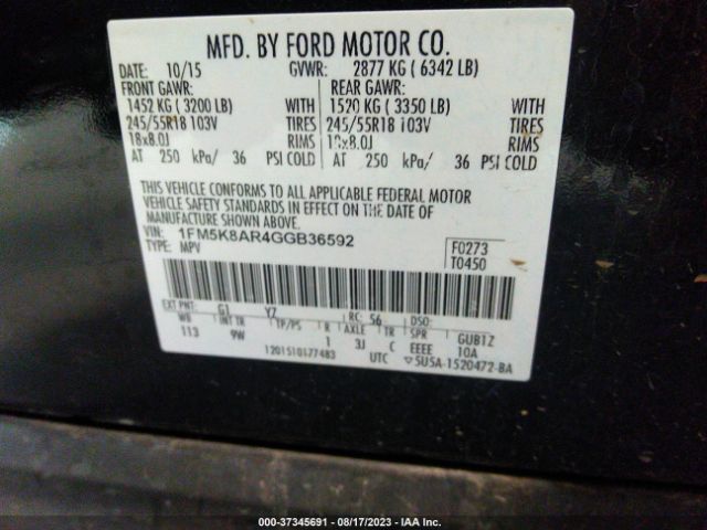 1FM5K8AR4GGB36592 Ford UTILITY POLICE