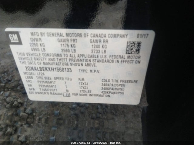 Chevrolet EQUINOX LS 2017 2GNALBEKXH1560133 Image 9
