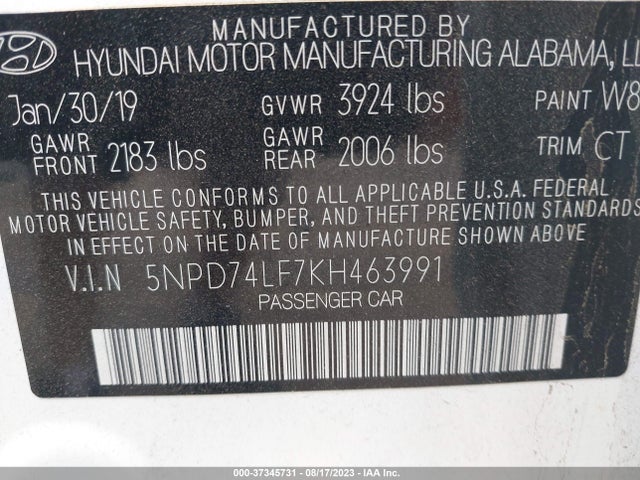 Hyundai ELANTRA SE 2019 5NPD74LF7KH463991 Image 9
