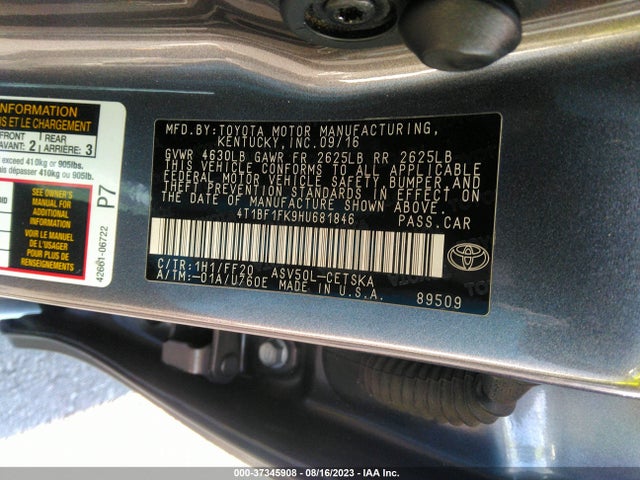 Toyota CAMRY SE 2017 4T1BF1FK9HU681846 Image 15